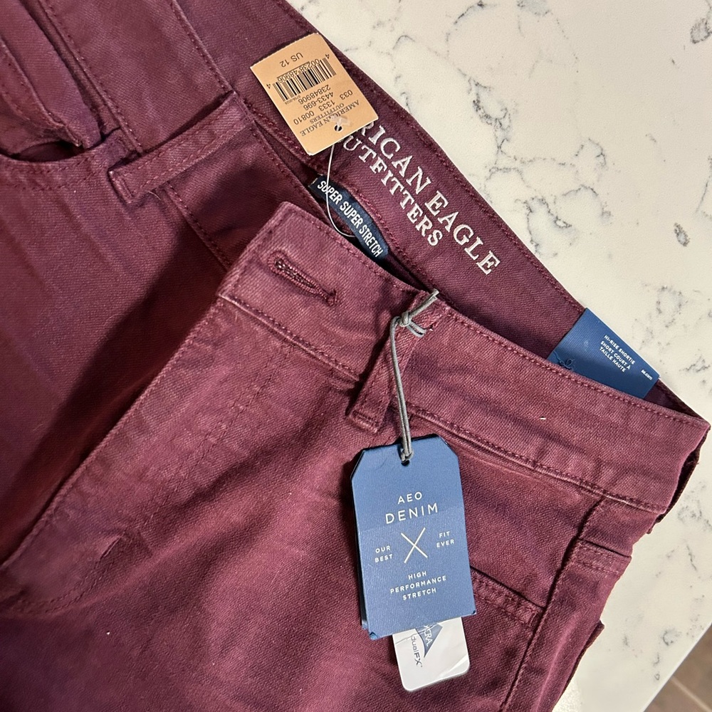 American eagle outfitters denim shorts- Burgundy (Size US 12)